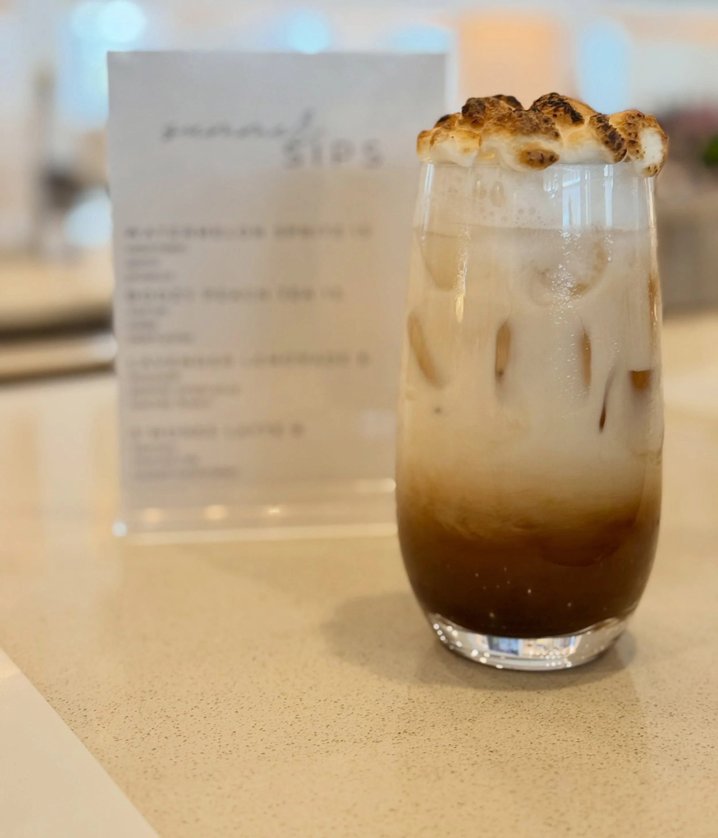 Holding onto summer for one more sip. 🤍
Labor Day calls for an S&rsquo;mores Latte, hot or iced.☕️🔥🧊 
{double shot la colombe espresso, milk, toasted marshmallow. + all the end-of-summer feels}