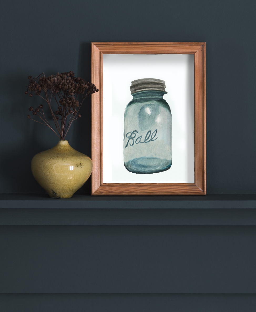 Ball Jar Watercolor Print