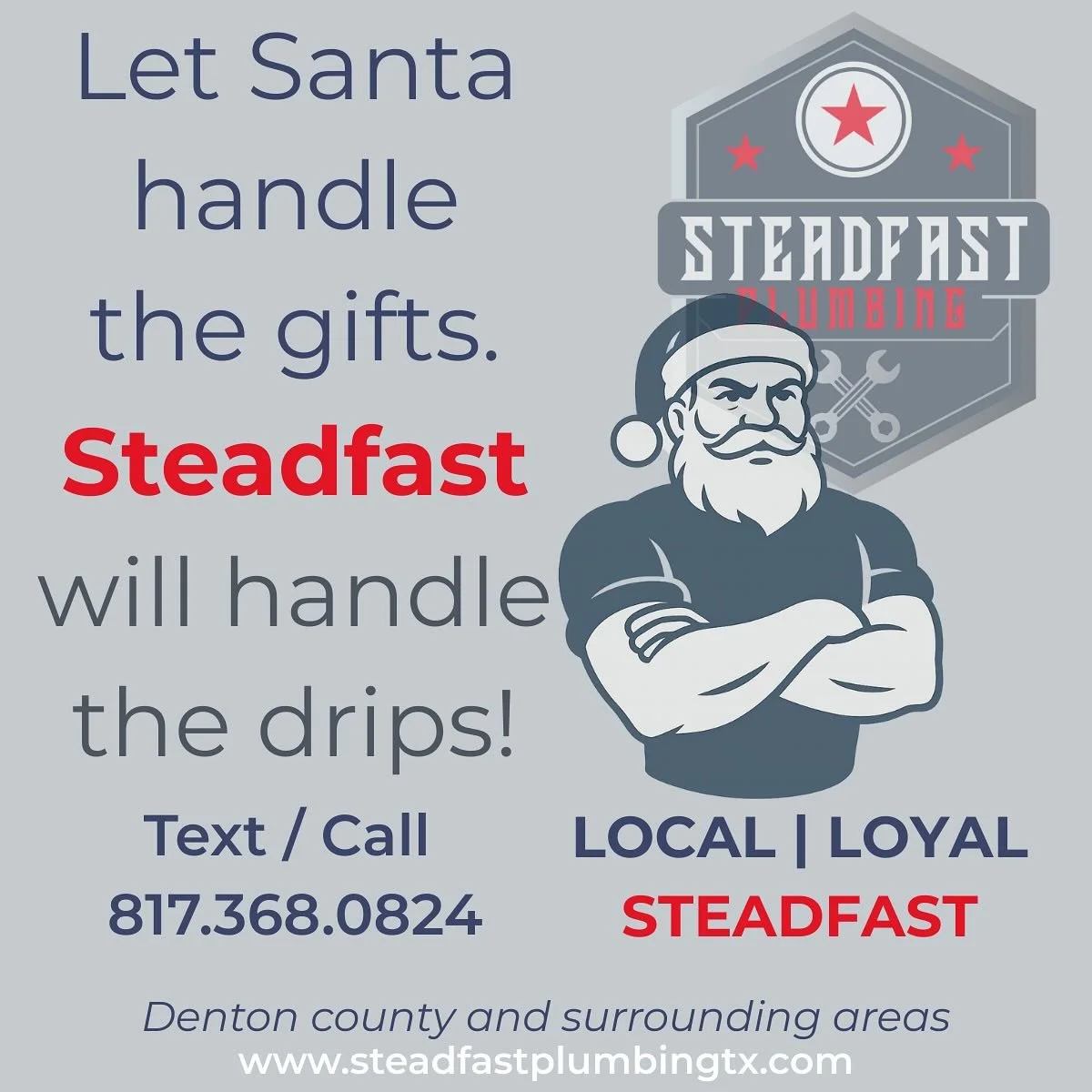 Santa brings the gifts, and Steadfast brings the service.
This season, we&rsquo;re delivering the gift of leak-free, stress-free plumbing. 🎁🔧 #SteadfastPlumbingTX #DentonTX #DentonPlumber #DFWPlumber #NorthTexasPlumbing #HolidayPlumbing #ChristmasP
