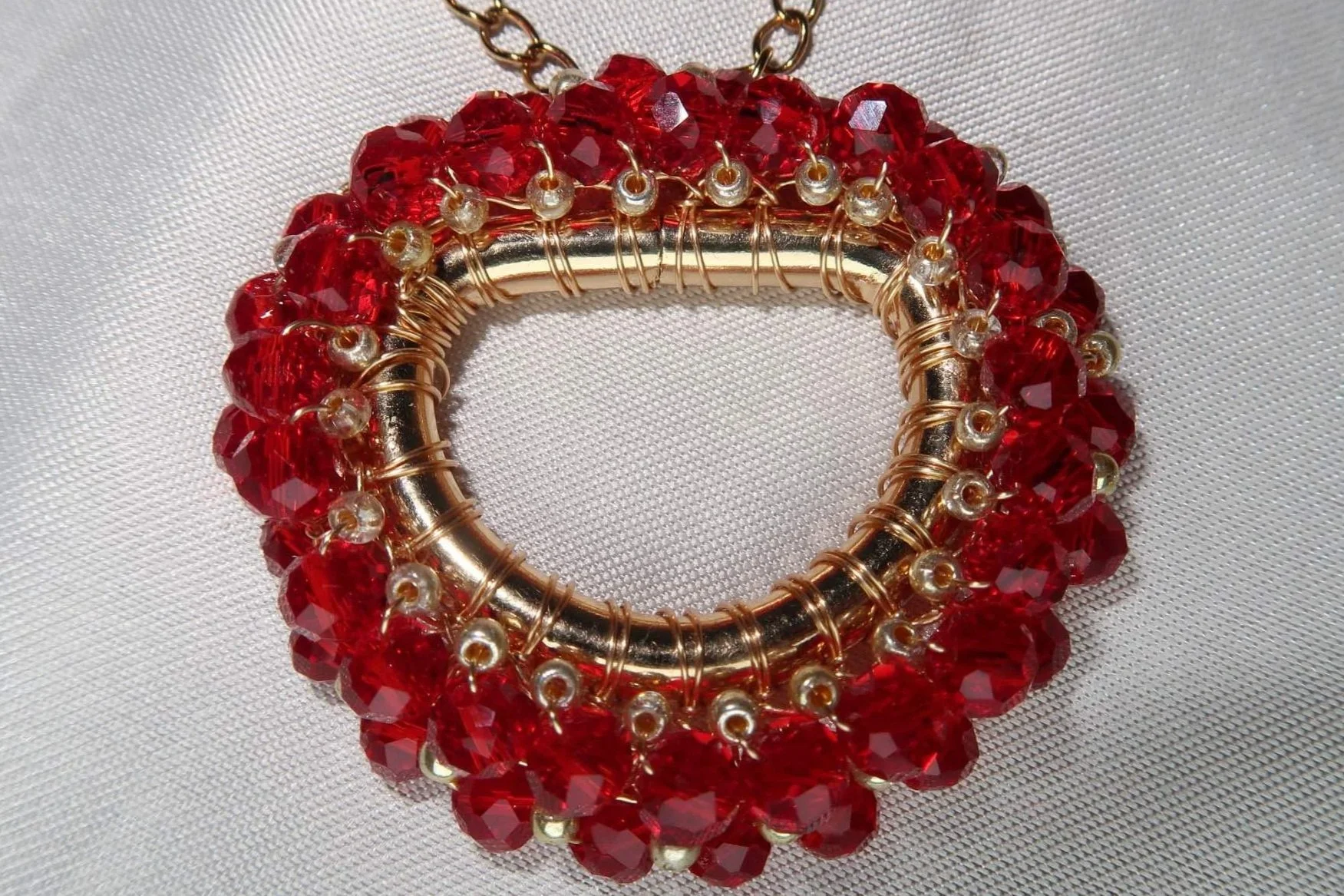 Amira Hand-Crocheted Wire Pendant (Red)