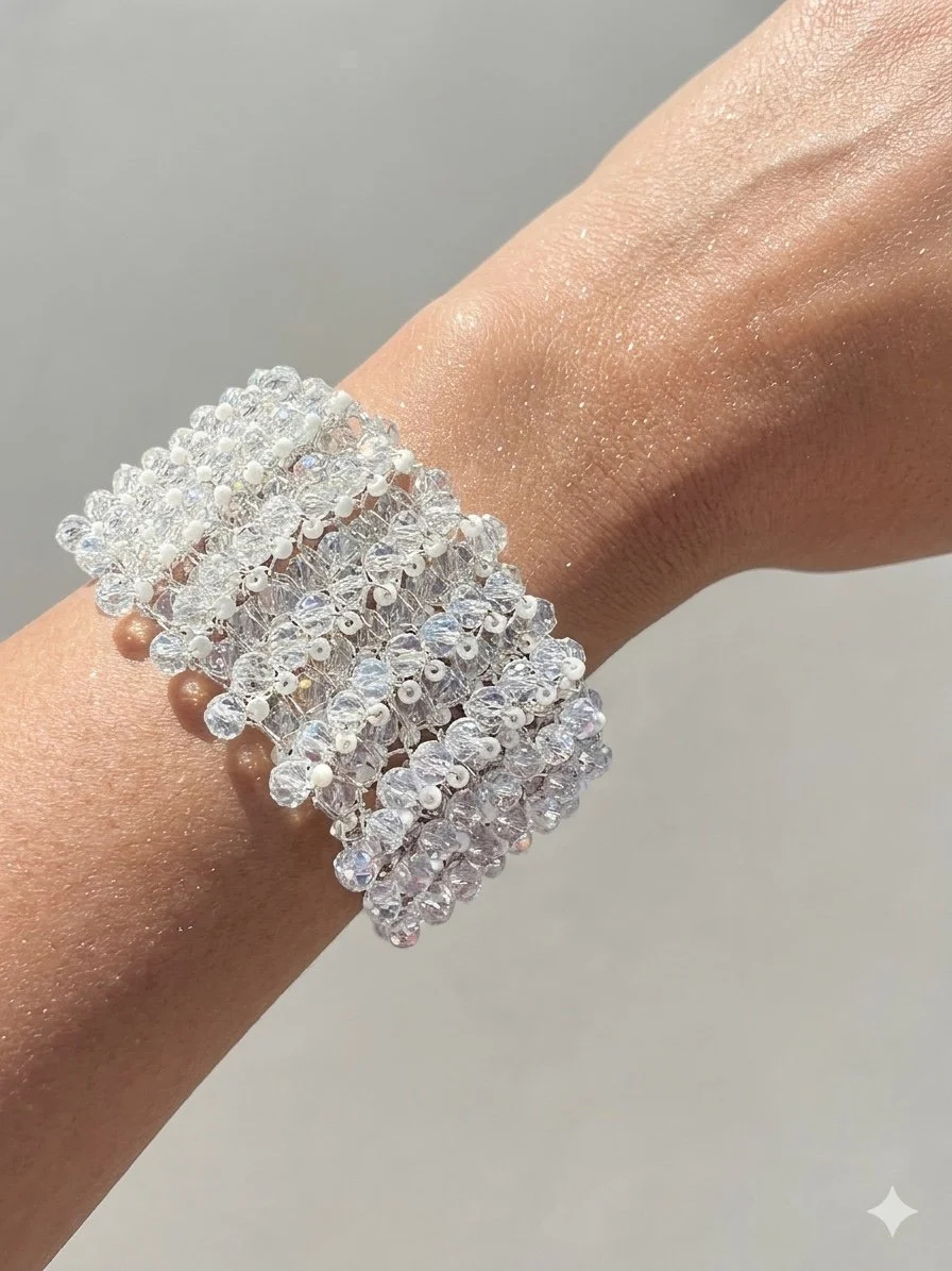 The Mariam: Luminous Crystal & Woven Wire Sculpture