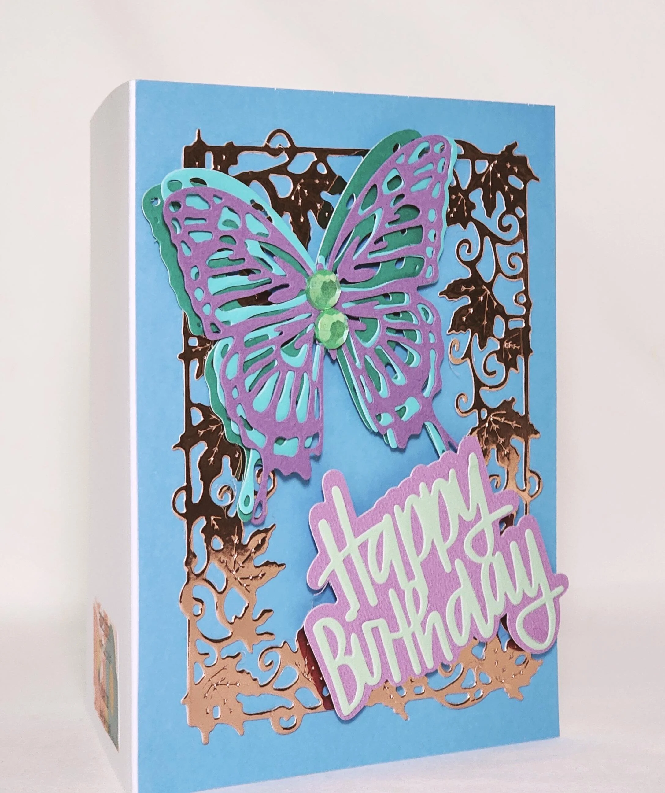 Handmade 3D Butterfly Birthday Card: Rose Gold Keepsake with Envelope