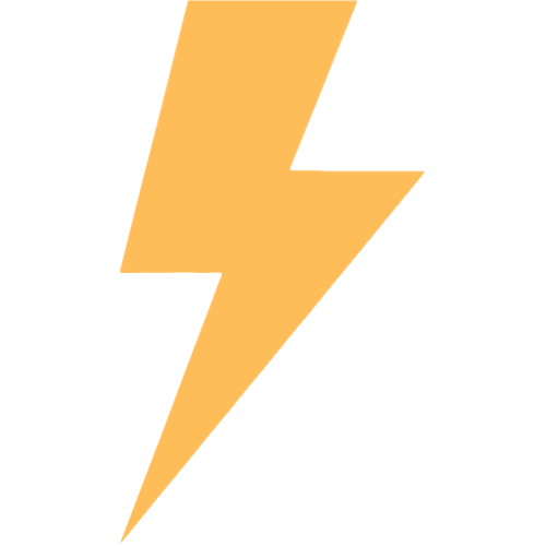 A large yellow lightning bolt on a black background.