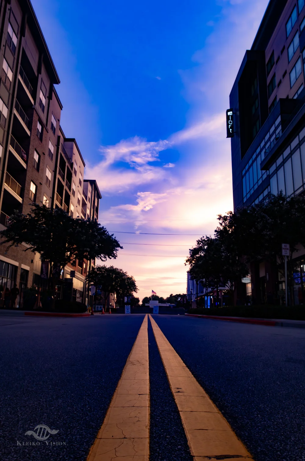 Atlanta street at sunset