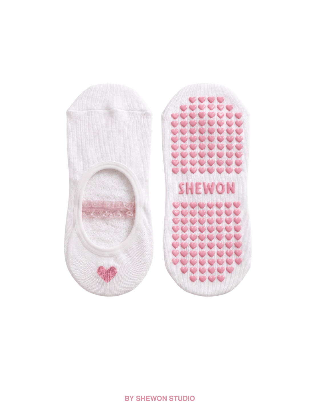 GISELLE PILATES GRIP SOCKS PINK / WHITE (BALLET SHORT STRAP)