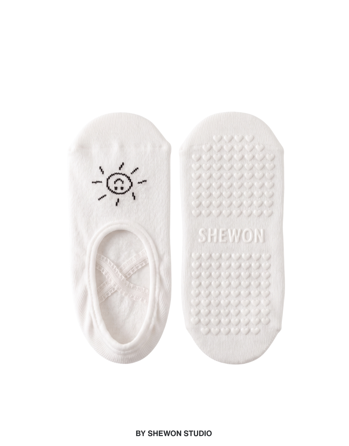 OLIVIA PILATES GRIP SOCKS BLACK / WHITE (BALLET SHORT STRAP)