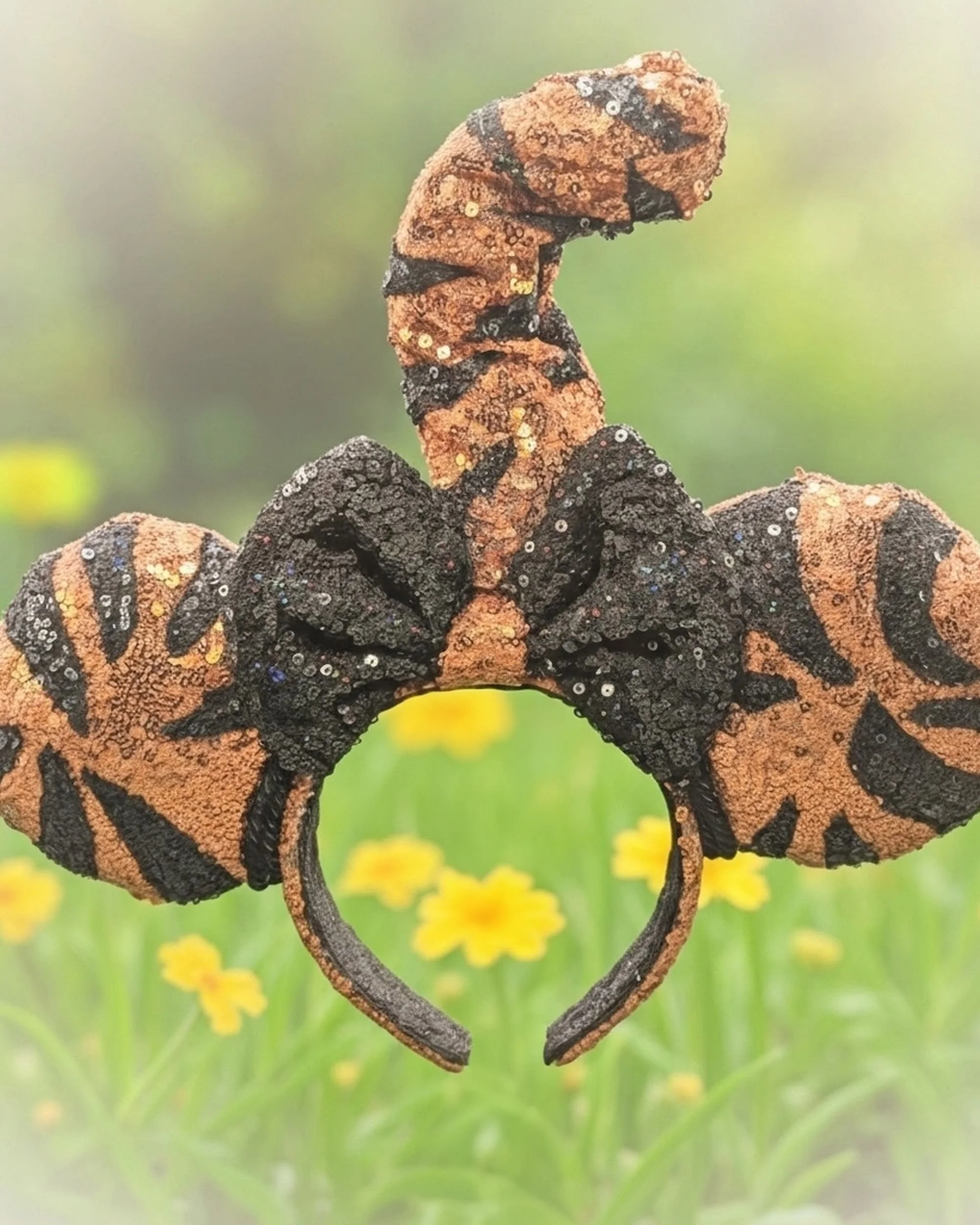 Handmade Theme Park Ears inspired by Tigger, crafted by Creatively Speaking Designs.