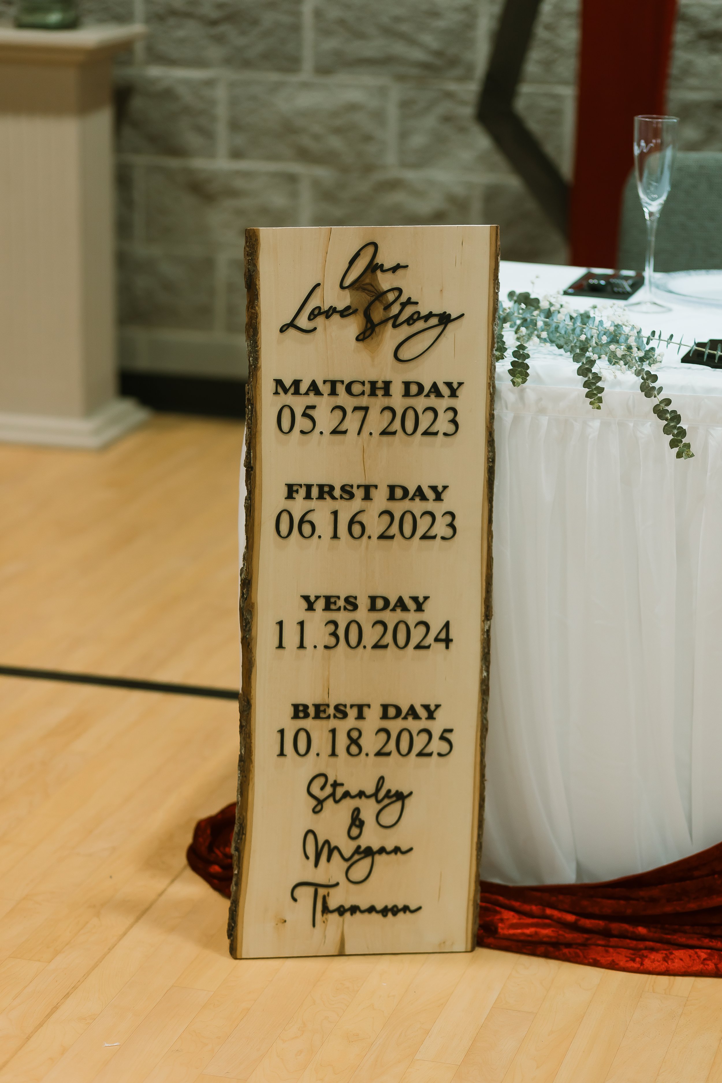 Custom Live Edge Wedding Memory Dates Sign