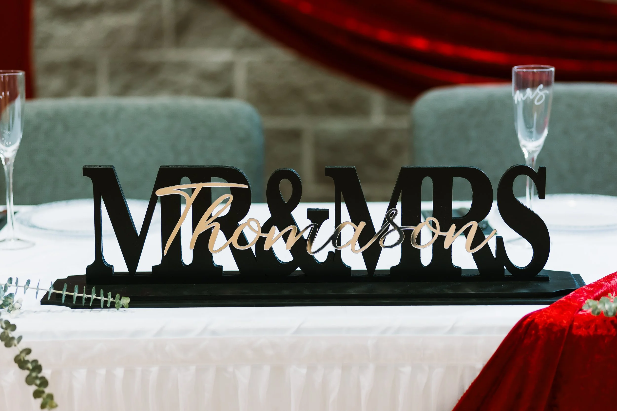 Custom MR & MRS Wedding sign for Bride and Groom Table