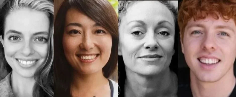 Four dance artists stand side by side smiling