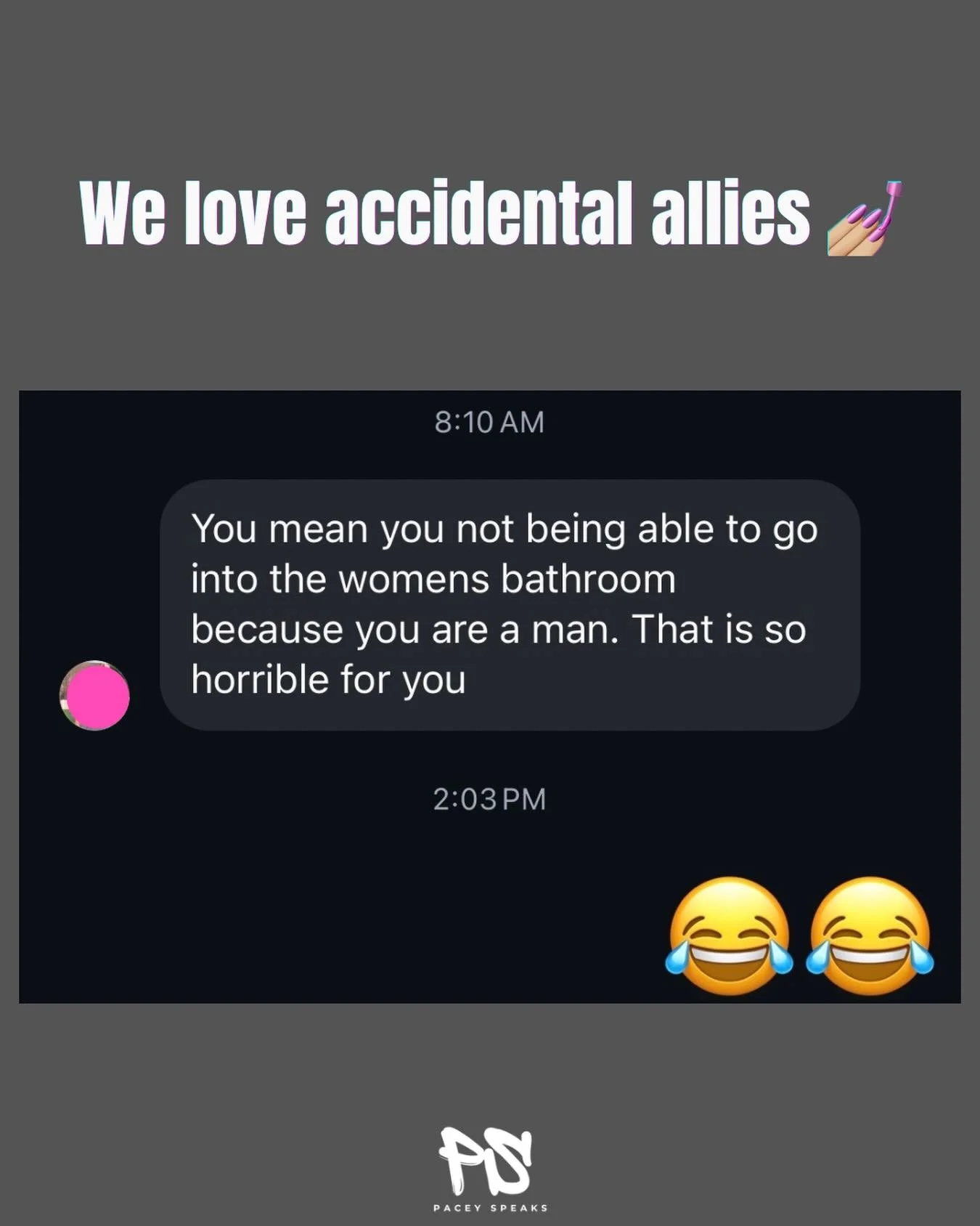 It hurt itself in its confusion 😵&zwj;💫

I&rsquo;ve been getting a lot of colorful dms this week, and I always like to appreciate the unintended allyship

Ive been trying to take this as an opportunity to have genuine conversations with people who 