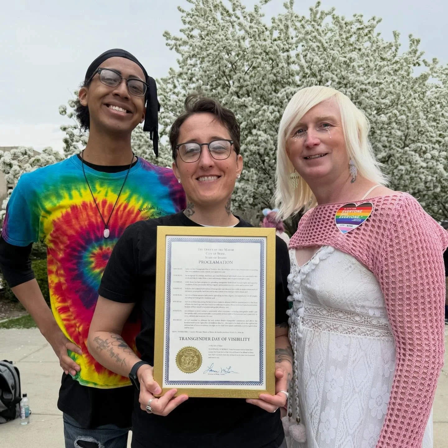 What a week. It started on Trans Day of Visibility, where @transjoyboise received a proclamation from Mayor McLean.

The governor of Idaho chose that day to sign two gross bills: one that banned Pride flags from government buildings, and the most ext