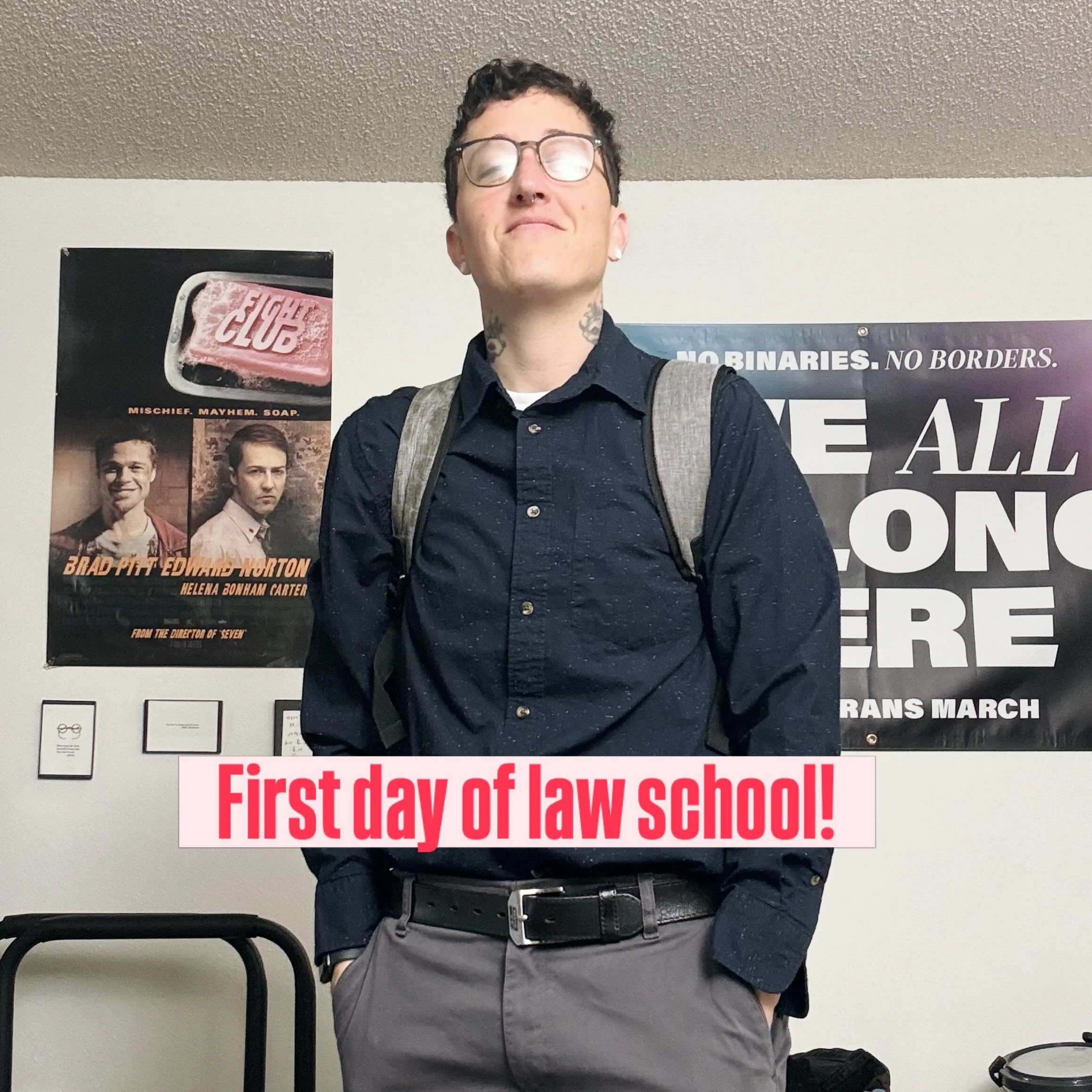 Today is my first day of law school! 

I&rsquo;m having the best time, and I feel like I was always meant to be here 🫶🏼

🩵🤍🩷

Representing my favorite cafe @flyingmcoffeeboise  always, even from another state 🫶🏼

.
.
.
.
.
.
.
.
.
.
.
#trans #