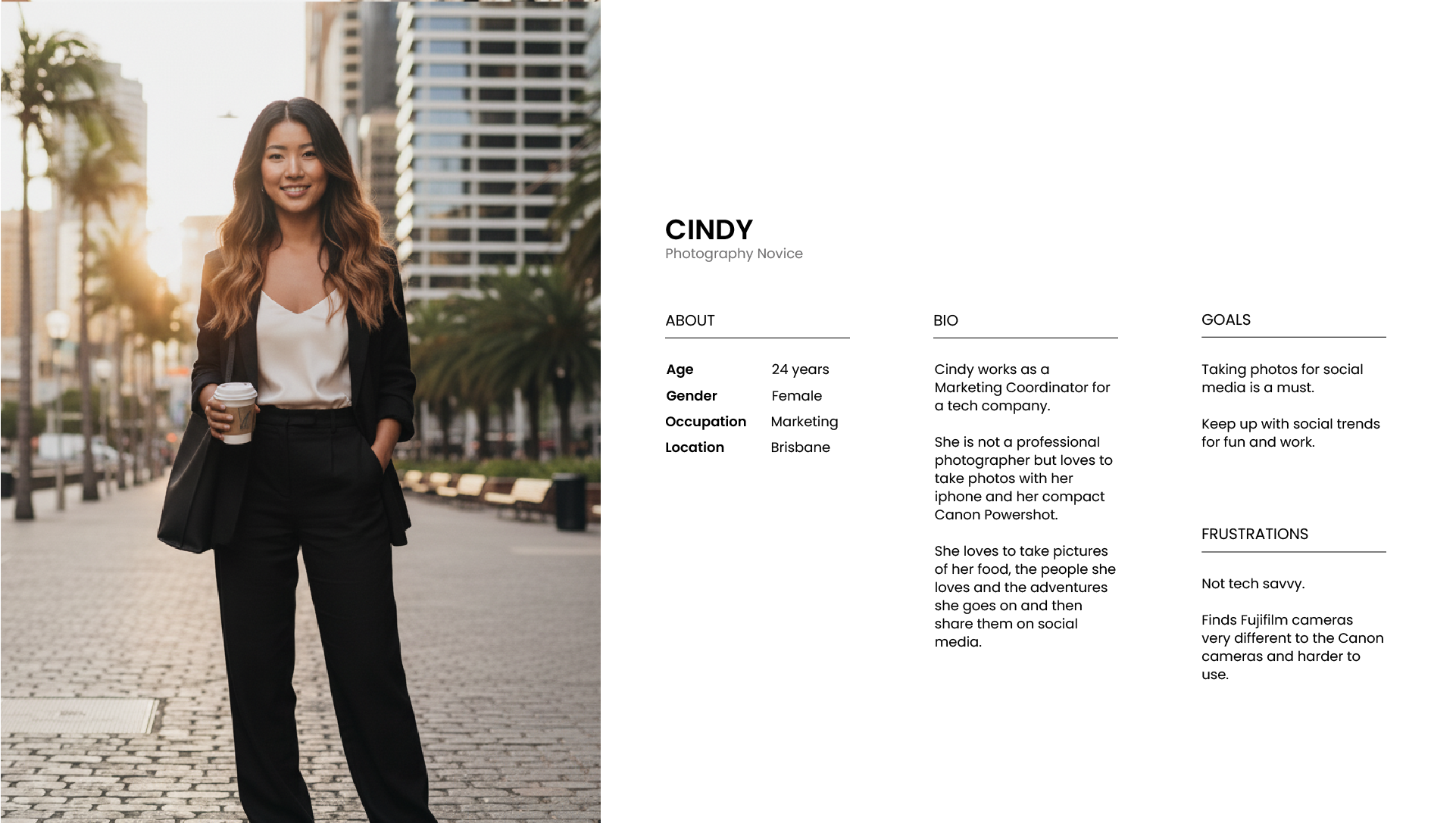 Photo of Cindy and description about who she is.