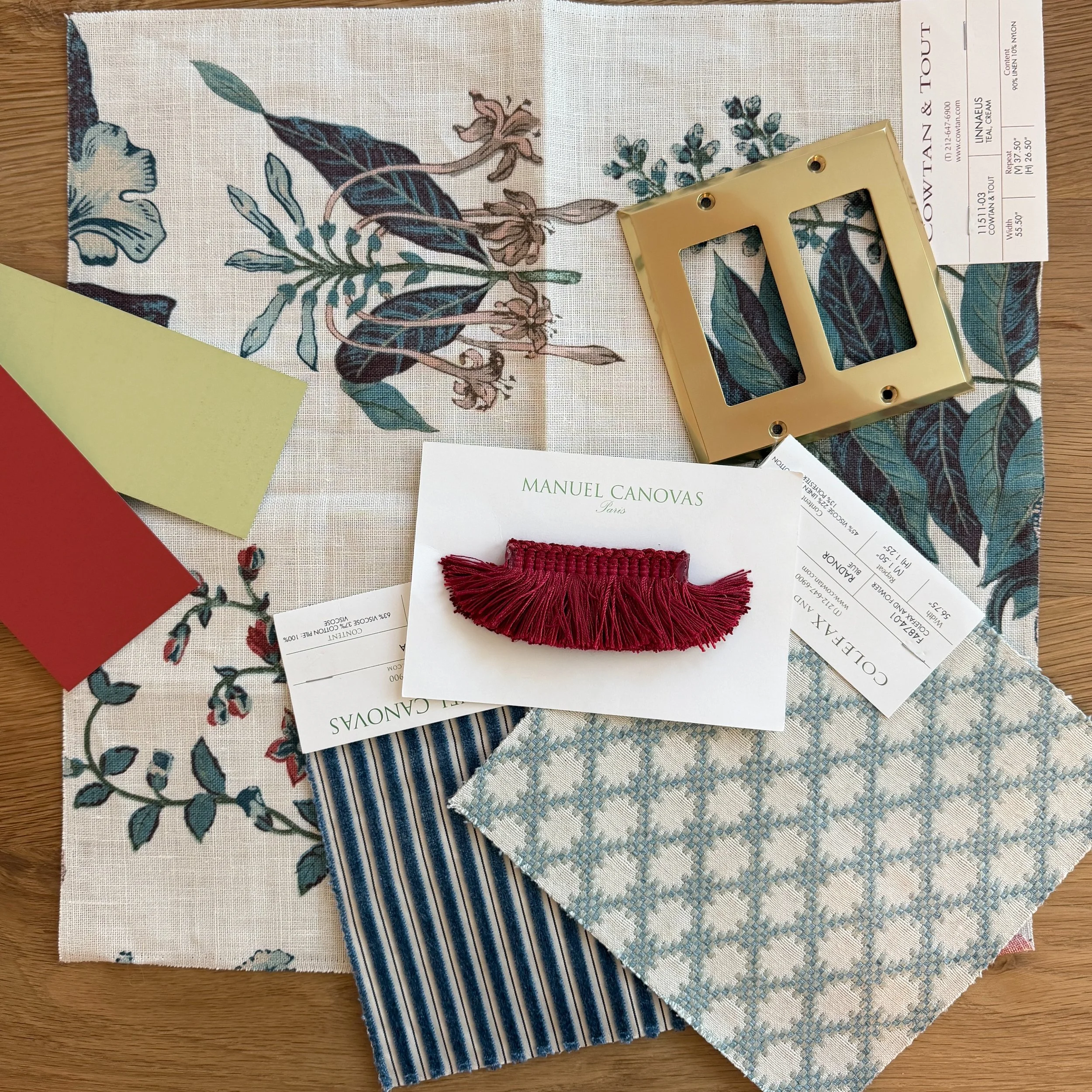     Paint and fabric selections for a North Dallas interior design project
