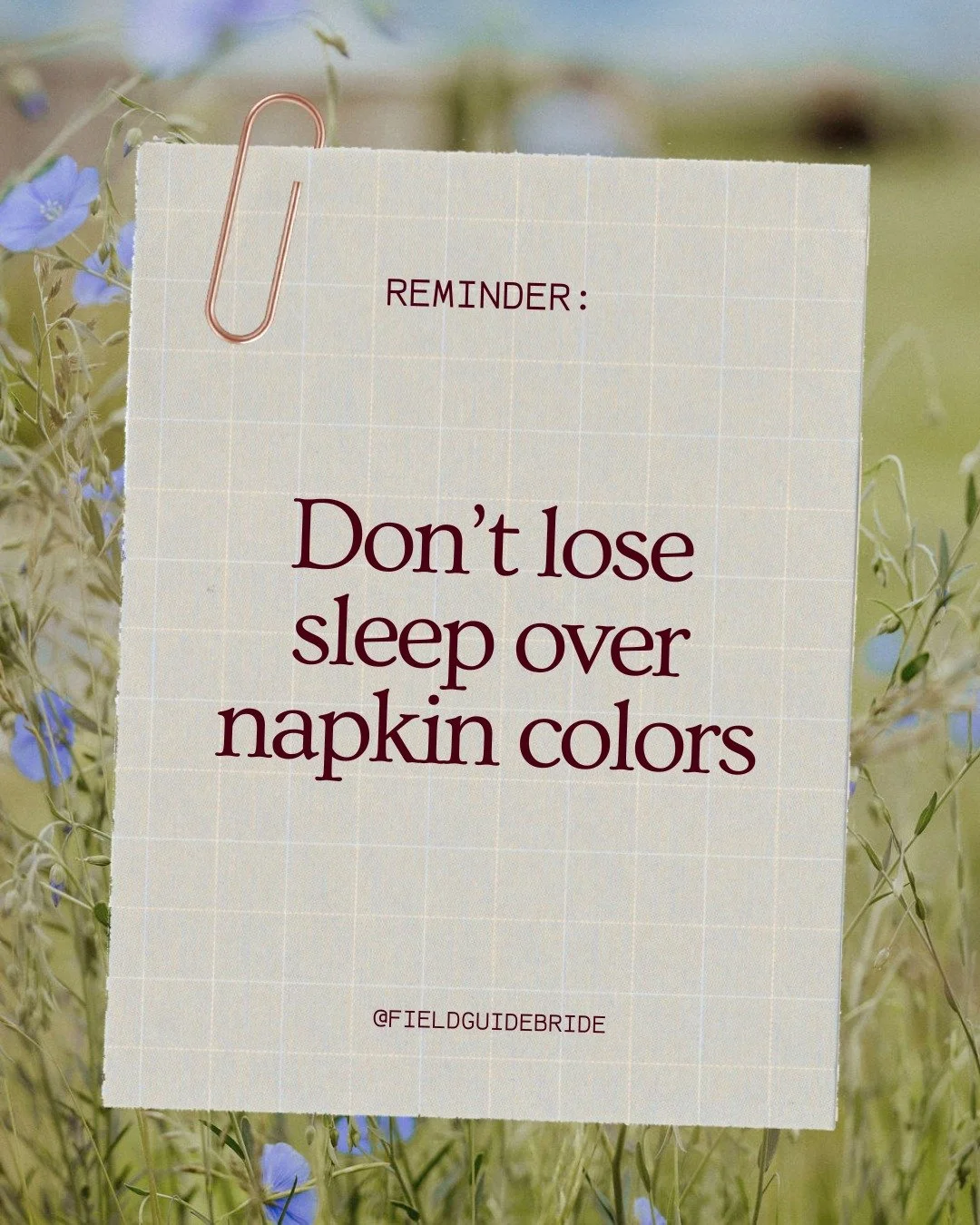 Real talk: a year after your wedding, you're not going to remember the 48 planning tabs you have open on your laptop right now. Take a break (maybe even a day off) and remember to enjoy the moment! Join the newsletter for more bridal ~zen. Link in bi