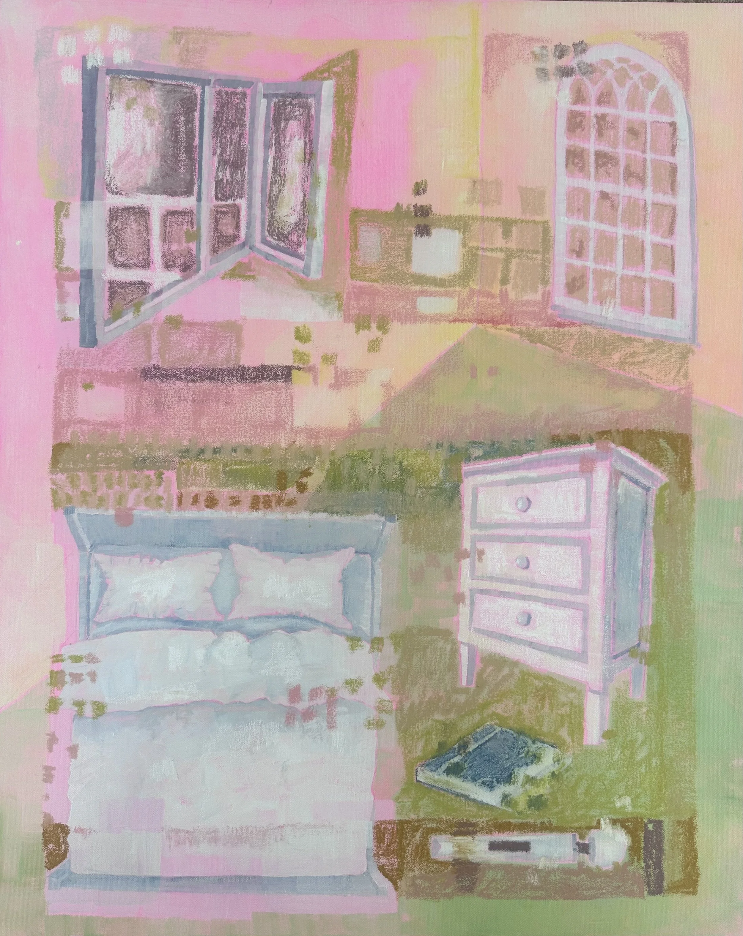 ‘This counts as support’ 24”x30” Acrylic, Pastel on Canvas 