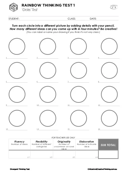 Rainbow Thinking "Circles" Test K-8