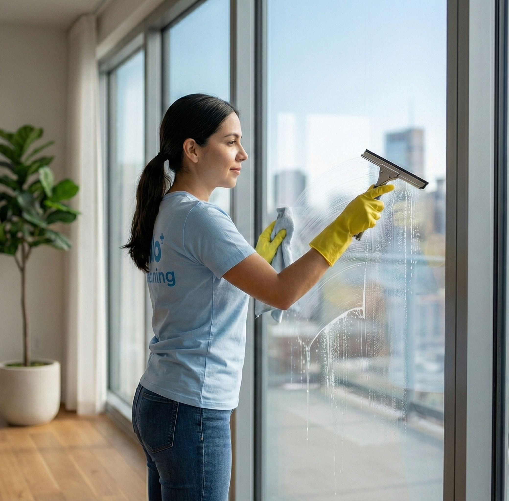 Trained cleaners from Ello Cleaning deep-cleaning a Burnaby offices, focusing on dusting, mopping, and sanitizing high-traffic areas for complete cleanliness.