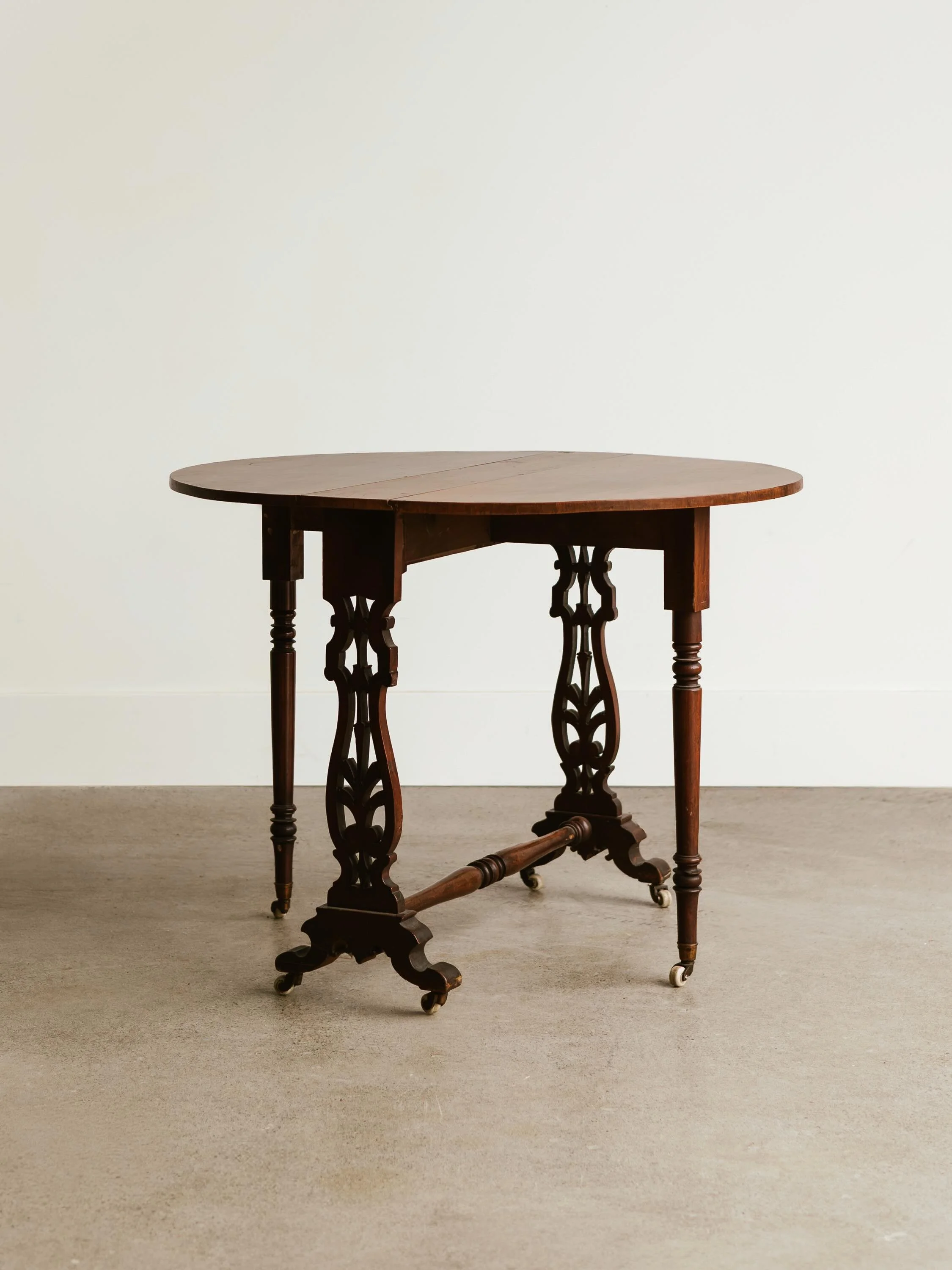 meet our stunning victorian drop leaf table antique. 

a sutherland rosewood &amp; walnut gateleg table on casters with intricate detailing. 

a piece that opens up for the moments that matter, and tucks away just as gracefully. 

ready to find her f
