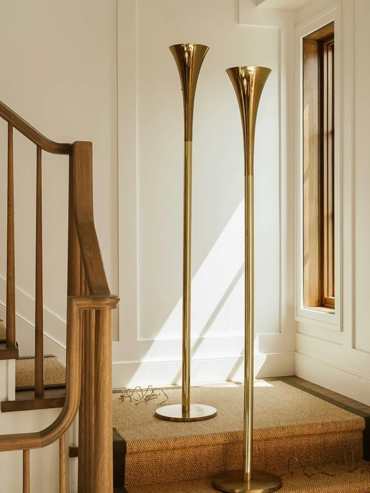 a little brass, a lot of character. 🎺

sculptural mcm floor lamps with beautiful fluted detailing and a perfectly aged patina. sold as a pair and ready to bring a little vintage glow to your space.

shop the pair in our bio. 

#vintagefurniture #mid