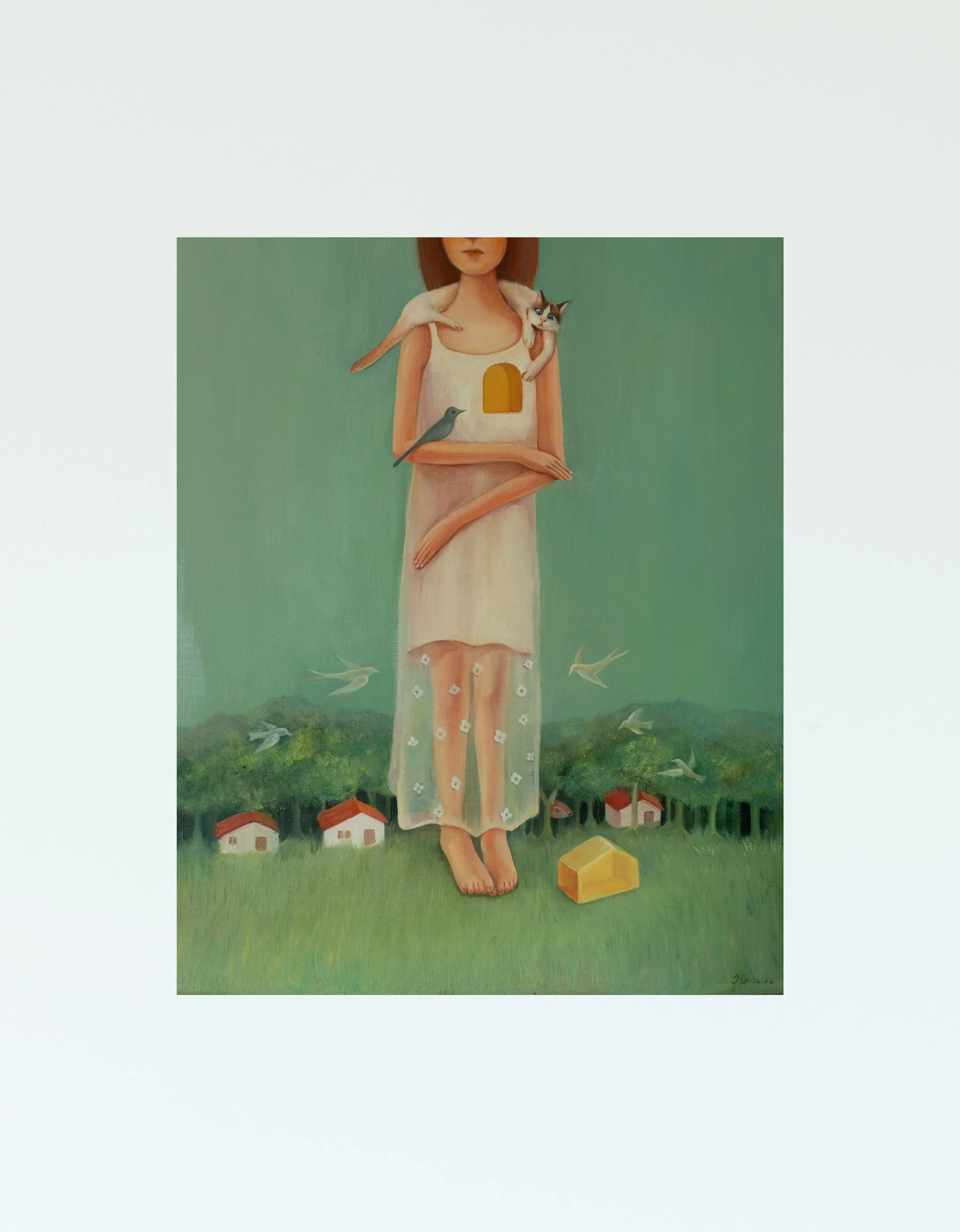 Olal'Art_JIAQIAN_The Outsider_2026_Oil painting with Paper Scuplture_1:1_40*50(cm)_1600$SGD.jpg