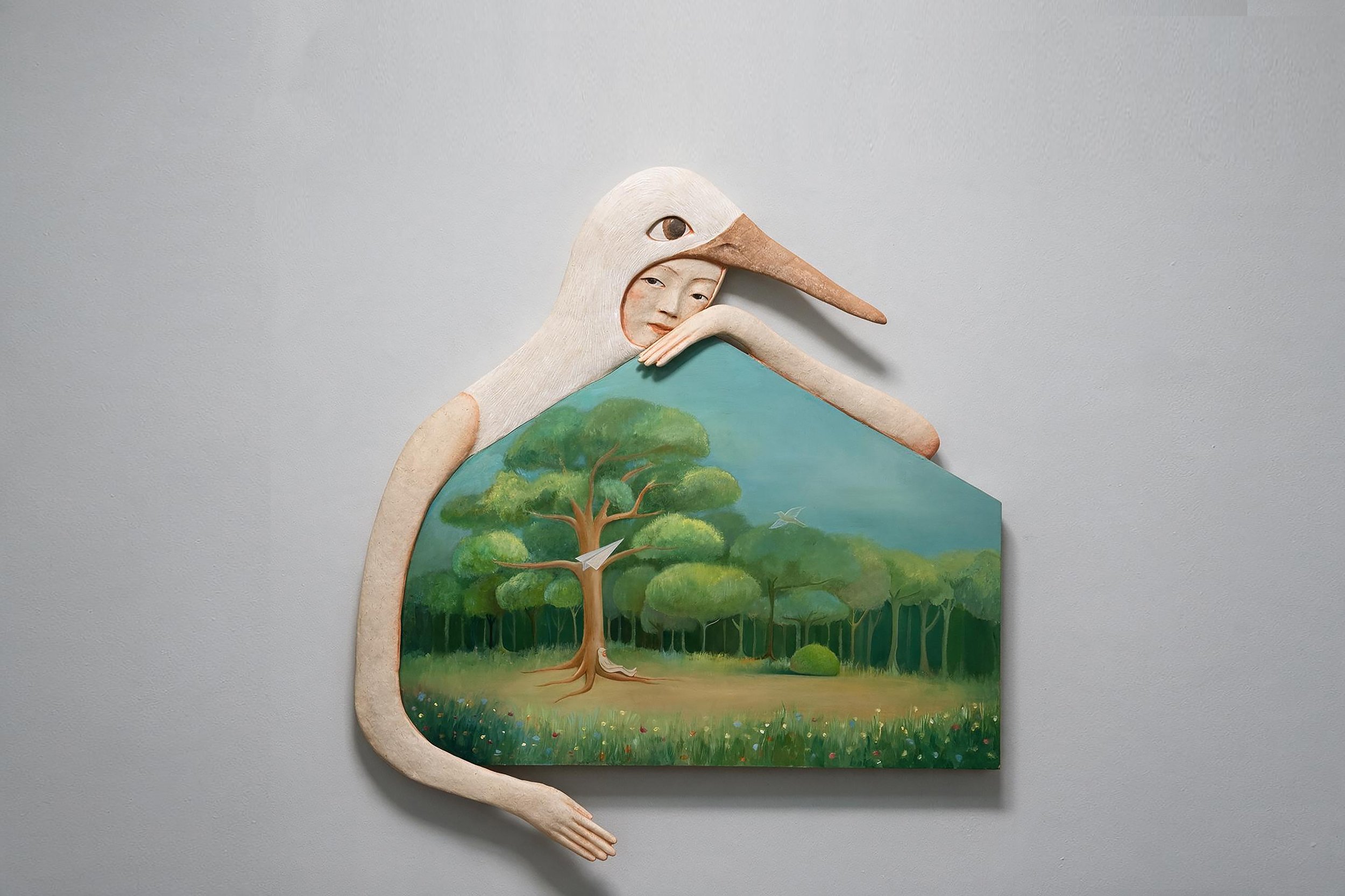 Olal'Art_JIAQIAN_In Search_2026_Oil painting with Paper Scuplture_1_1_95_100(cm)_5600$SGD.jpg