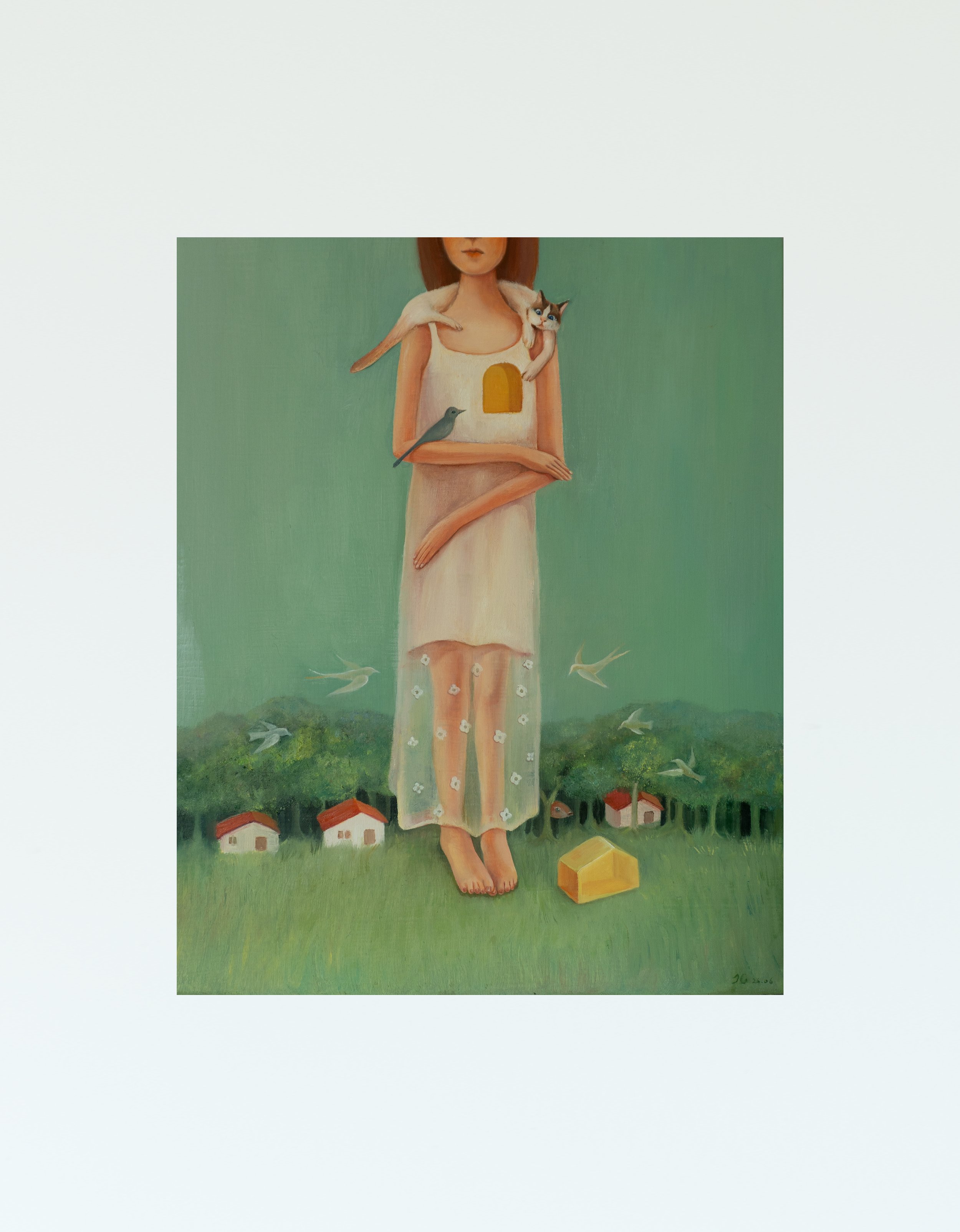 Olal'Art_JIAQIAN_The Outsider_2026_Oil painting with Paper Scuplture_1:1_40*50(cm)_1600$SGD.jpg