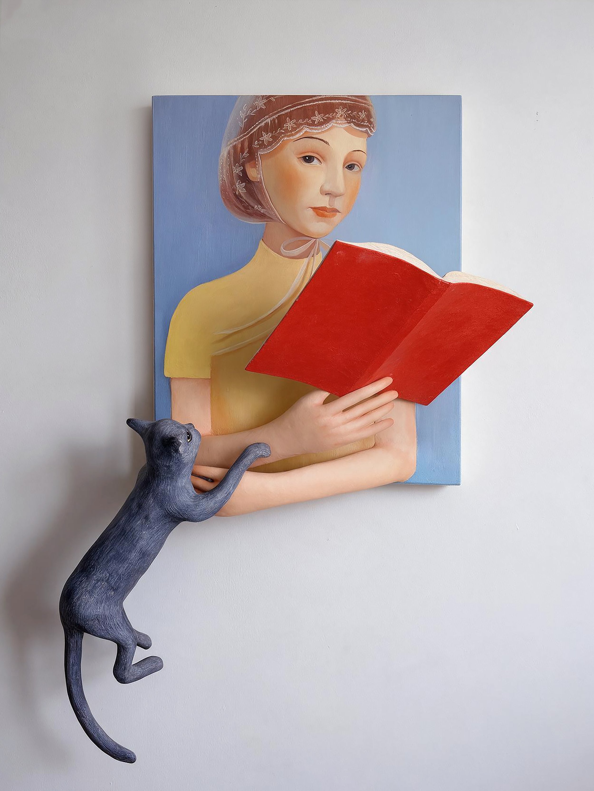 Olal'Art_JIAQIAN_The Girl and Her Cat(2)detail_2026_Oil painting with Paper Scuplture_1:1_40*50(cm)_3000$SGD.jpg