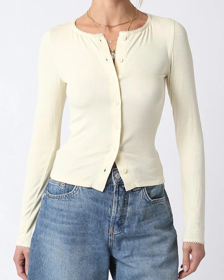 French Vanilla Button Down Top