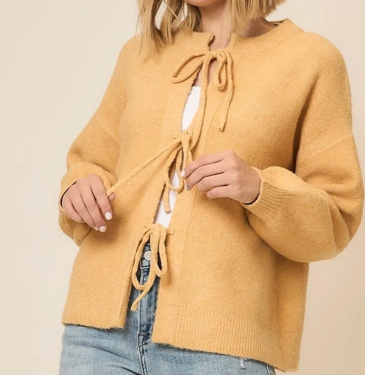 Yellow Front Tie Sweater