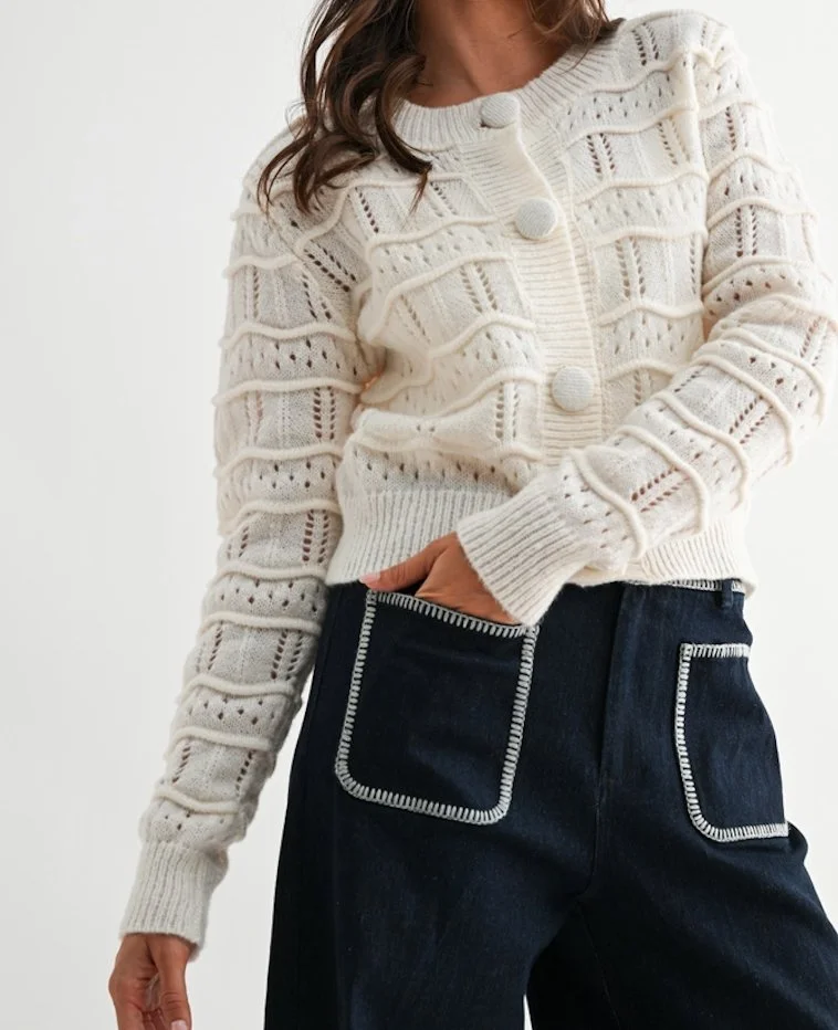 White Button Down Cardigan