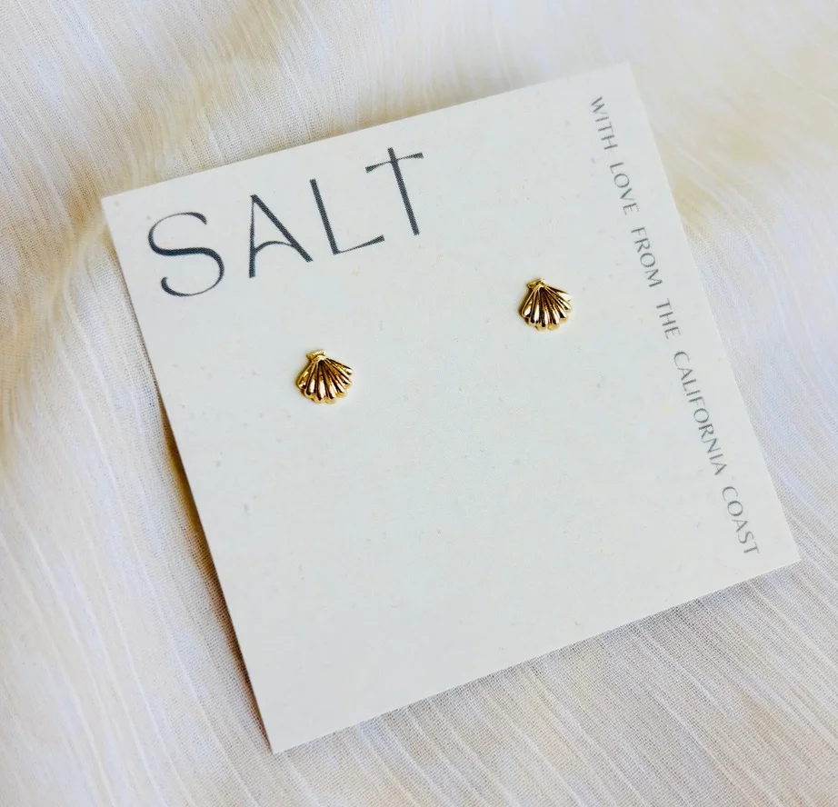 Gold Seashell Stud Earrings