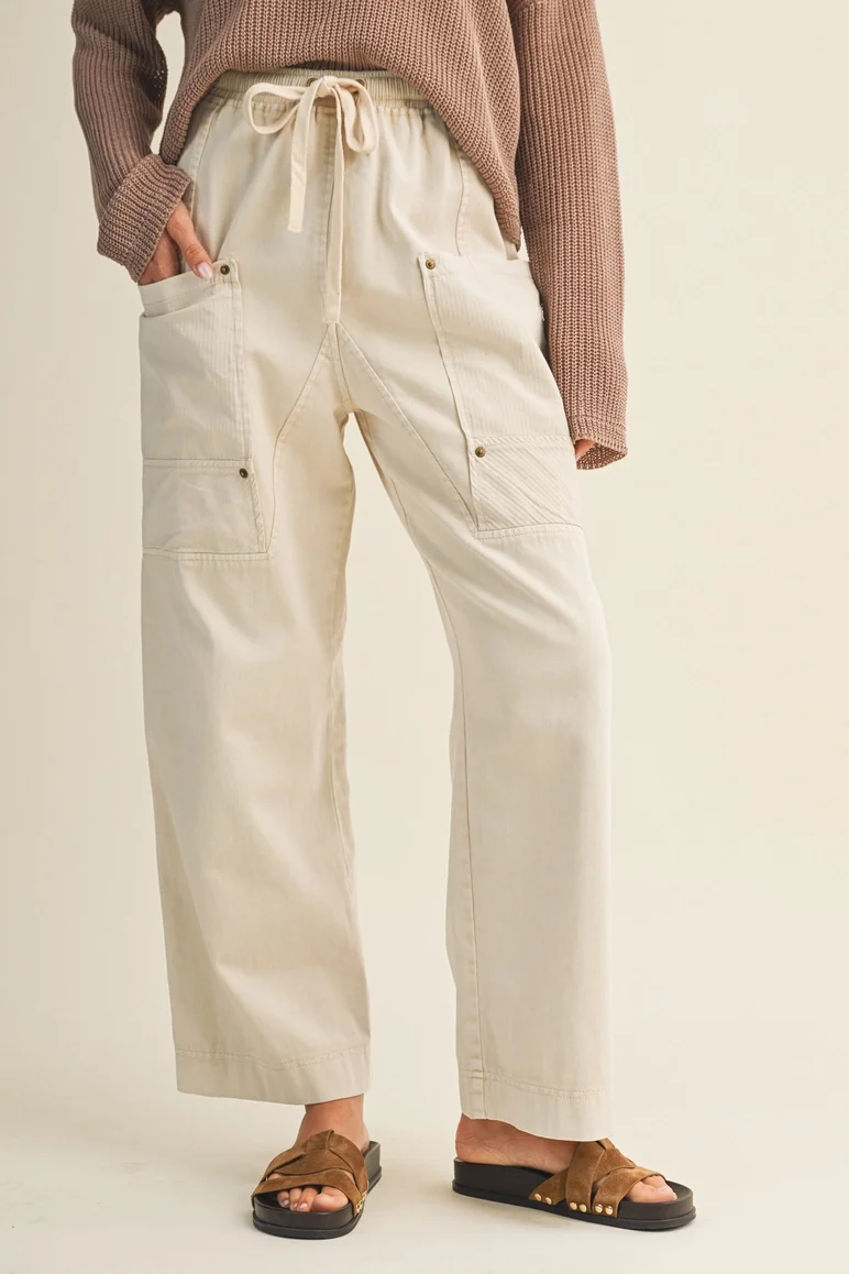 Relaxed Beige Utility Pants