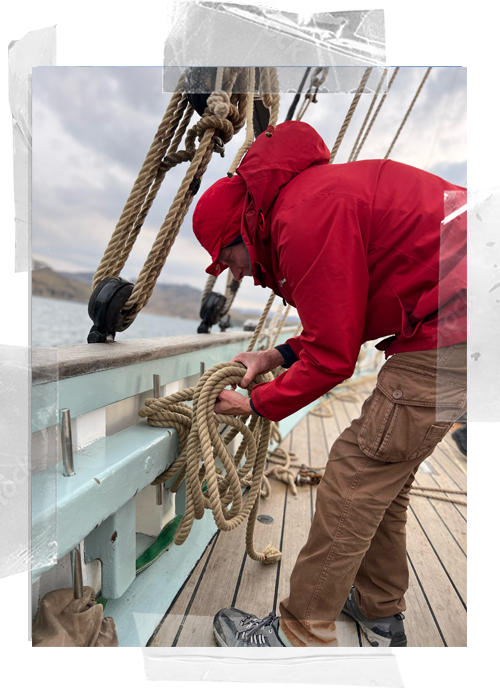 Tidying ropes on the West Coast of Scotland on Provident Sailing School