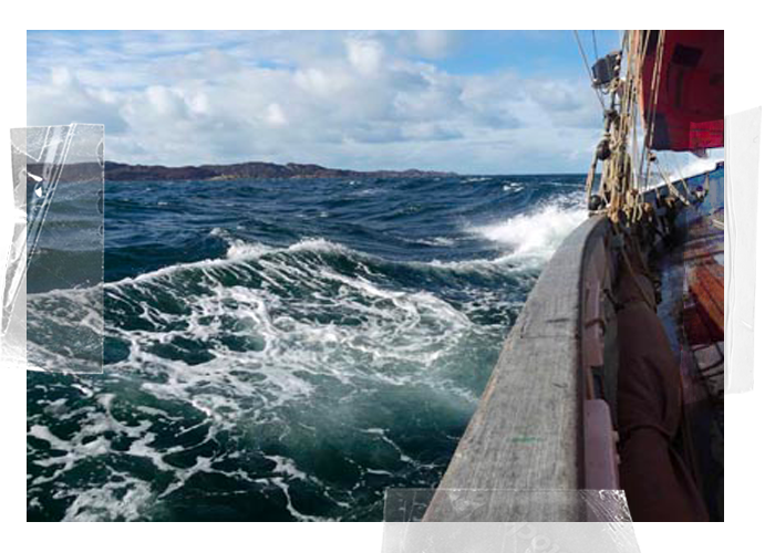 Sailing on Provident in the waves