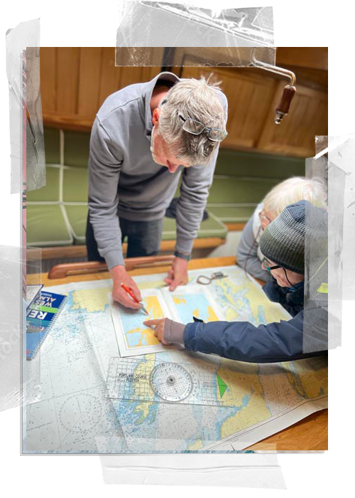 Steve Jones, Skipper of Provident, teaching navigation at Provident Sailing School