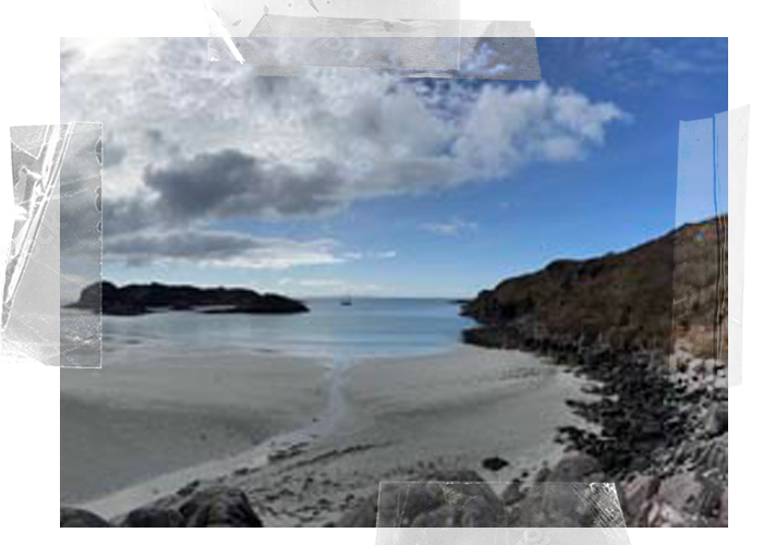 Provident in distance on a remote beach