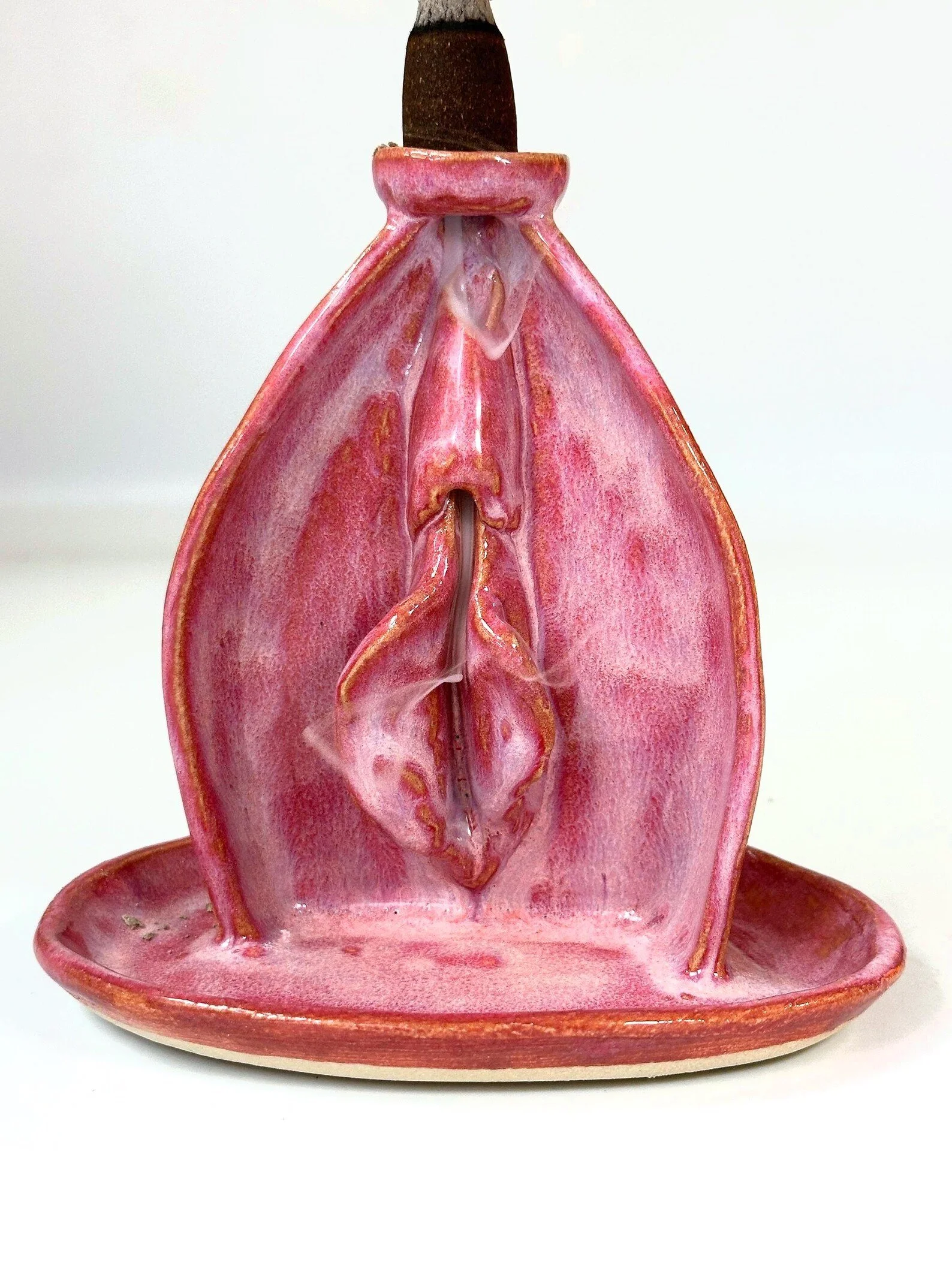 Vulva Yoni Incense Burner, Feministisches Geburtstagsgeschenk - Handgemachtes Vagina Unikat aus Keramik - kinky Weihnachtsgeschenk in Pink