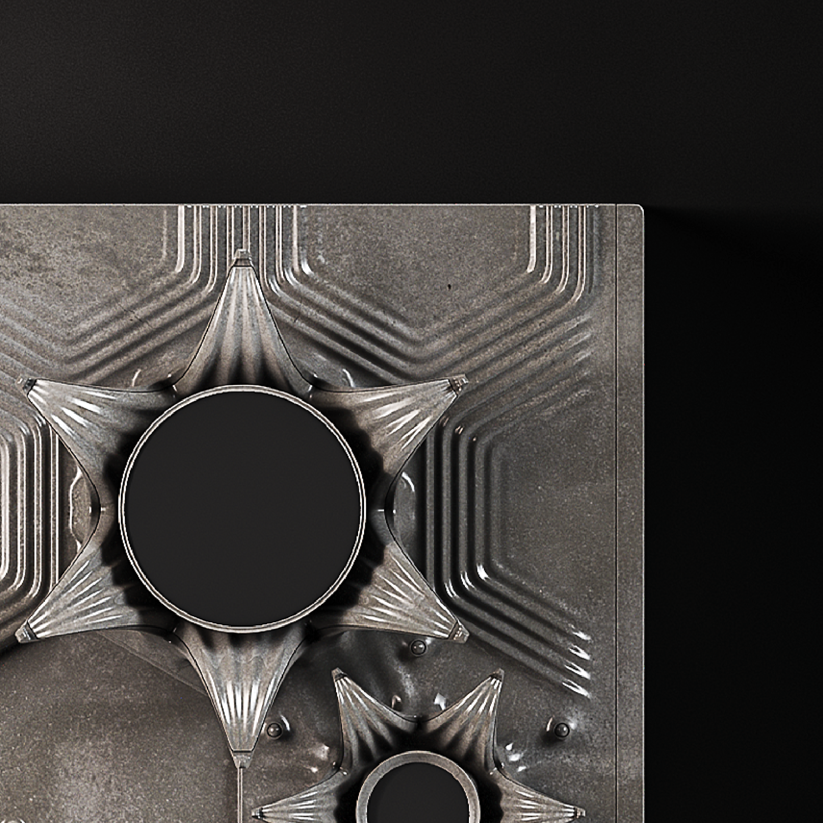 Celeste in Slim House by Amittai Lee Antoine: concrete body with ornamental architectural adornment.