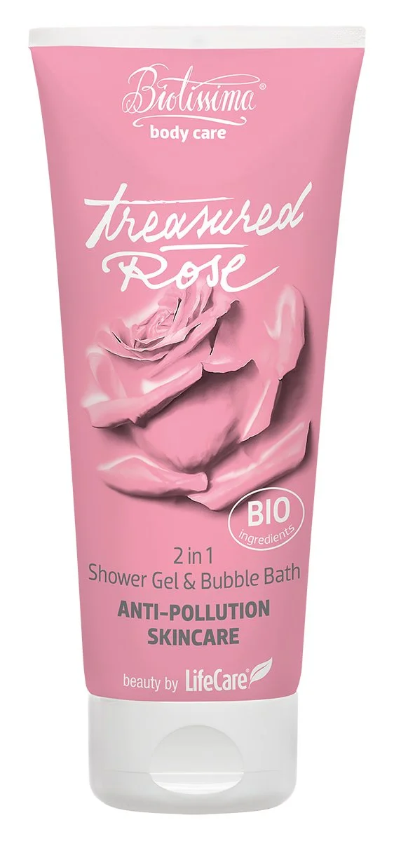 Gel Doccia e Bagnoschiuma 2 in 1, con acqua di rose BIO, Treasured