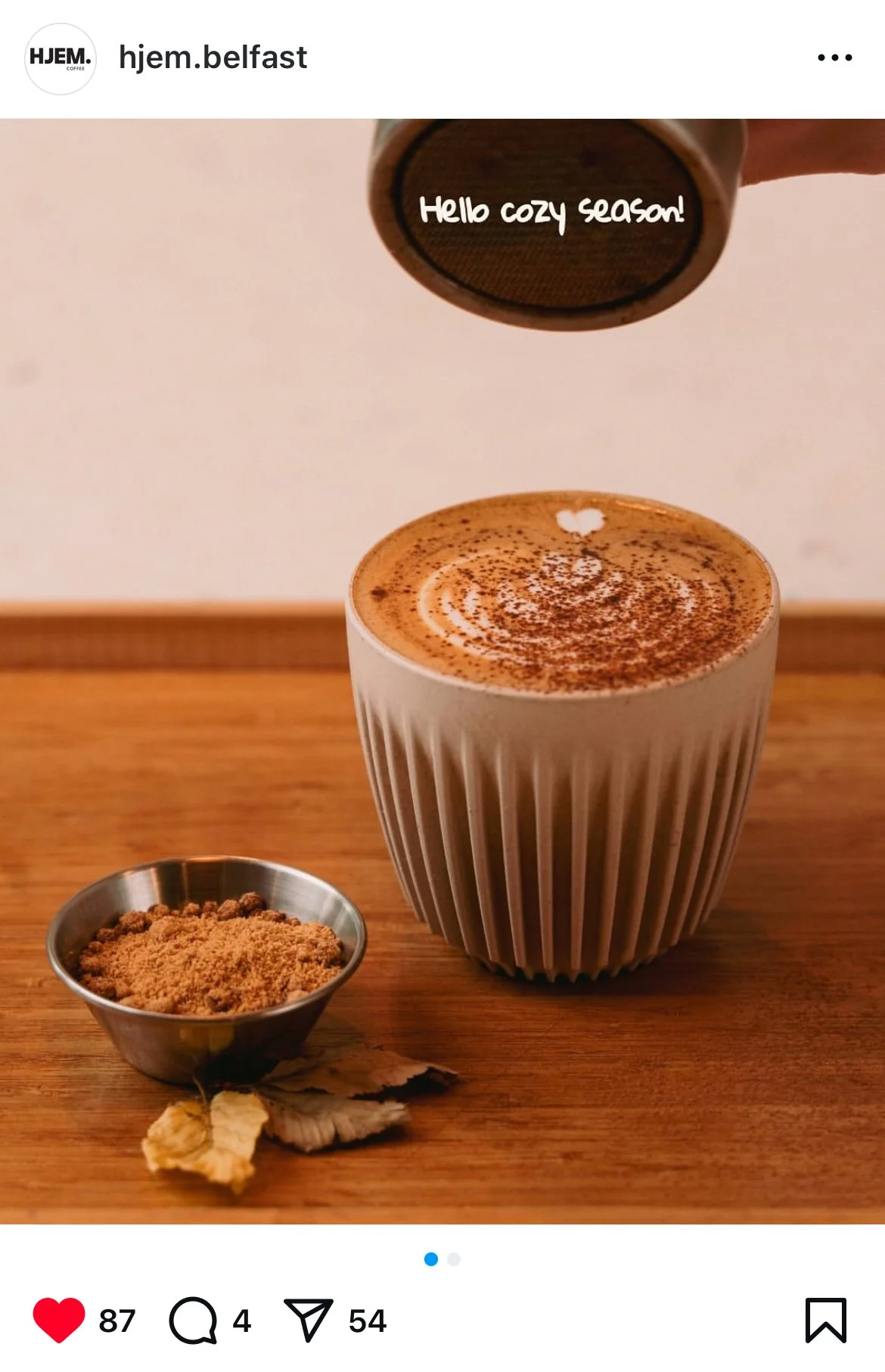 Hjem Belfast, Cafe Photography, Social post 2