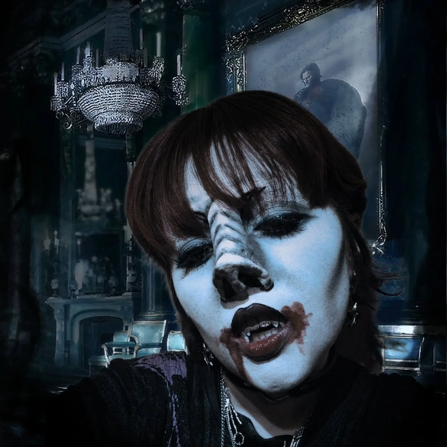 ⚠️FAKE BLOOD &amp; WOUND!⚠️ 
My first post got removed so I shuffled around the order, added a new edited pic &amp; included a trigger warning above so it hopefully doesn't happen again 🥲🙏
~
🧛🩸
Prosthetics &amp; applications by me using @mouldlif