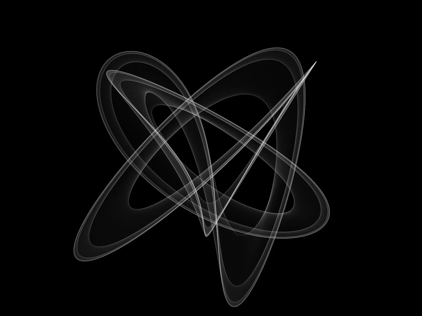 Abstract digital art with white glowing lines forming a complex geometric pattern against a black background.
