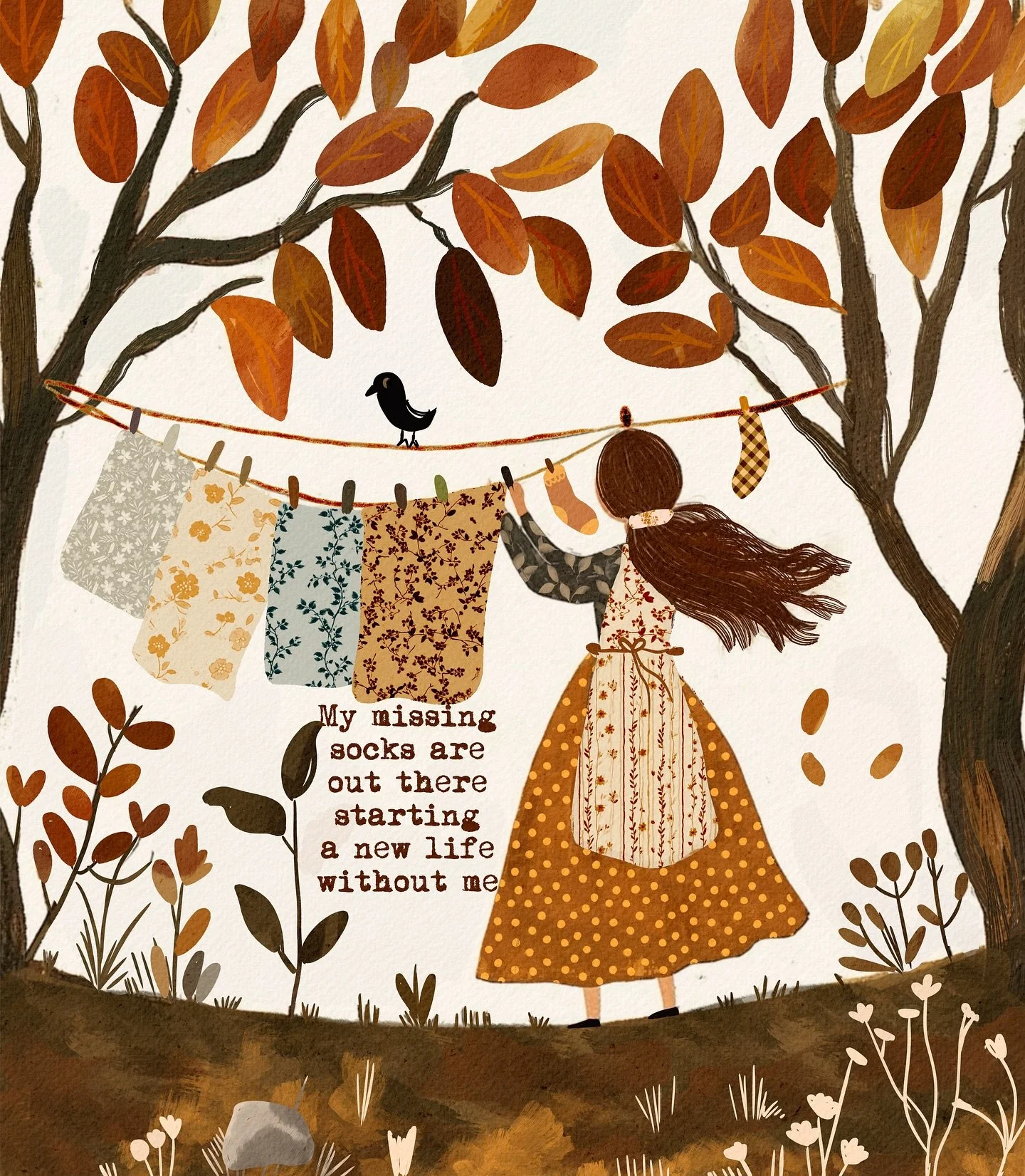 My missing socks are definitely out there living their best life without me&hellip; and honestly?
I support them.
Meanwhile I&rsquo;m here romanticizing laundry day like it&rsquo;s a cottagecore side quest 🍂🧺🐦
If your socks also run away to start 