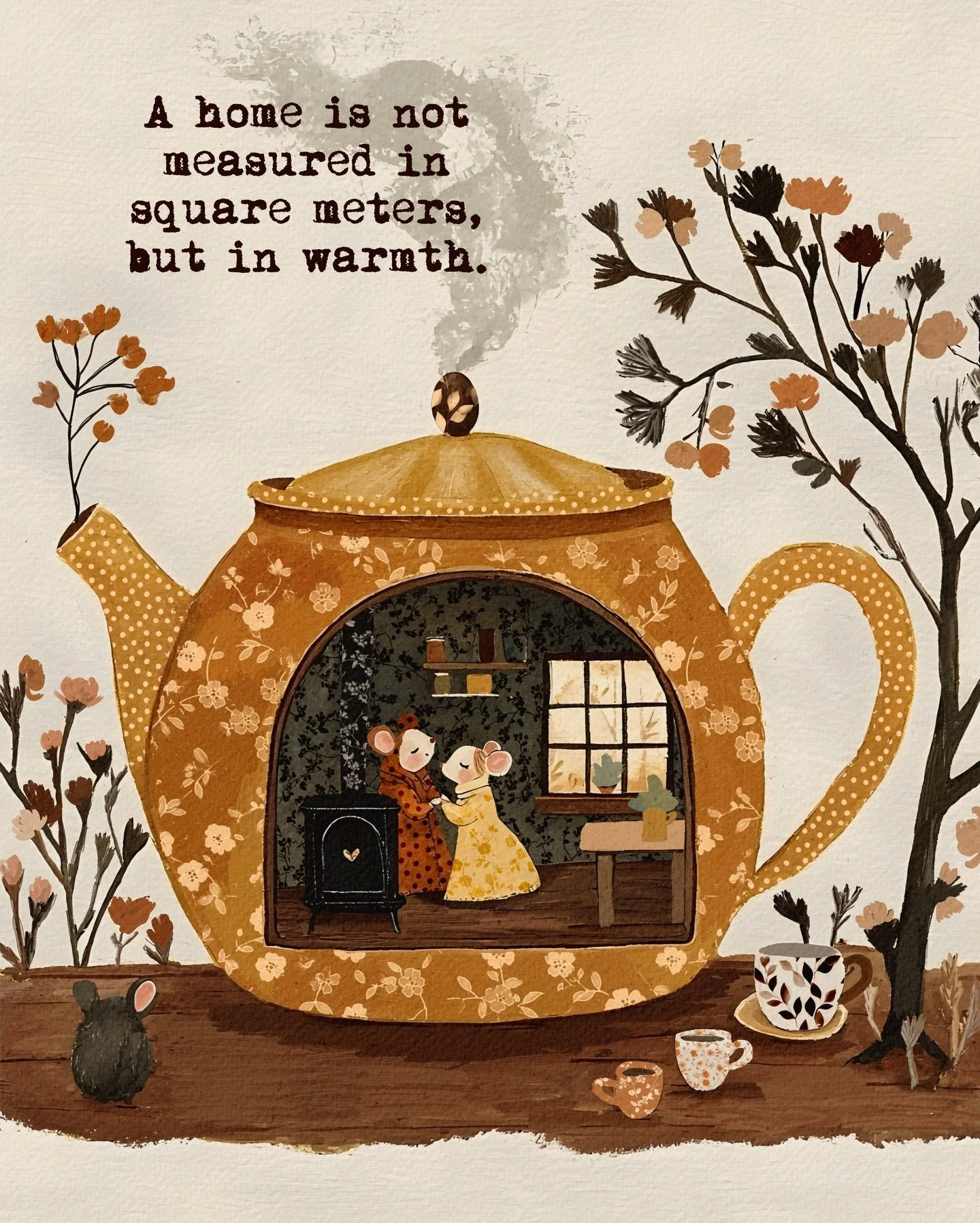 I have always loved the idea that home can fit inside the smallest things 🤎

A teapot.
A shared cup.
A warm stove on a quiet evening.

Home is not about space.
It is about softness. About being held. About the way your shoulders finally relax when y