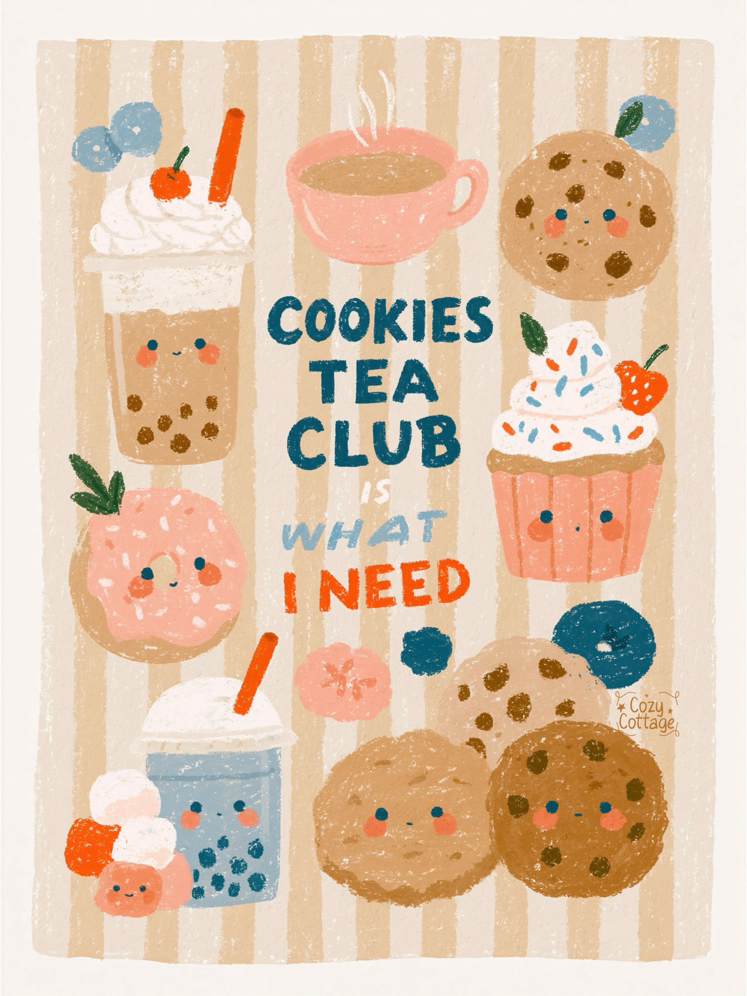 I think tiny comforts heal us more than we realize ☕🍓🍪

A warm drink after a long day.
A sweet treat.
Cute little drawings that make you smile for no reason at all.

Sometimes happiness really is just soft moments collected together 🤍

Drawn in Pr