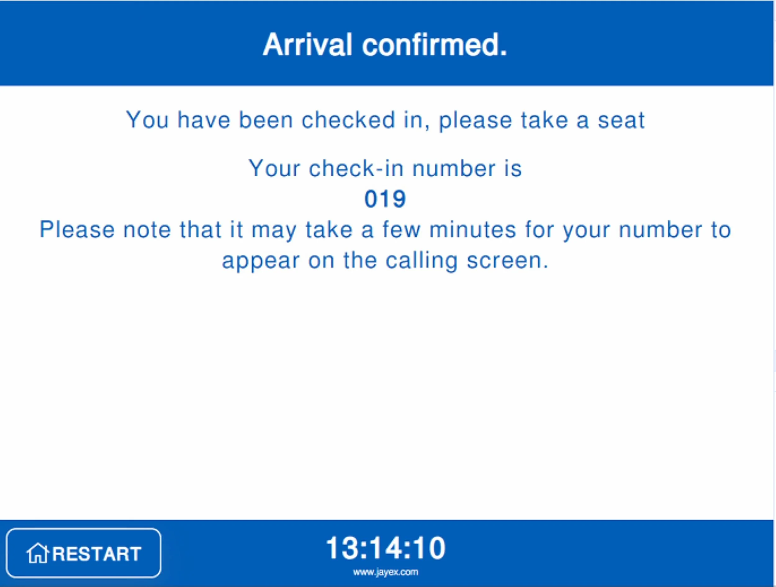 screenshot of mobile patient check in showing a successfully completed check in