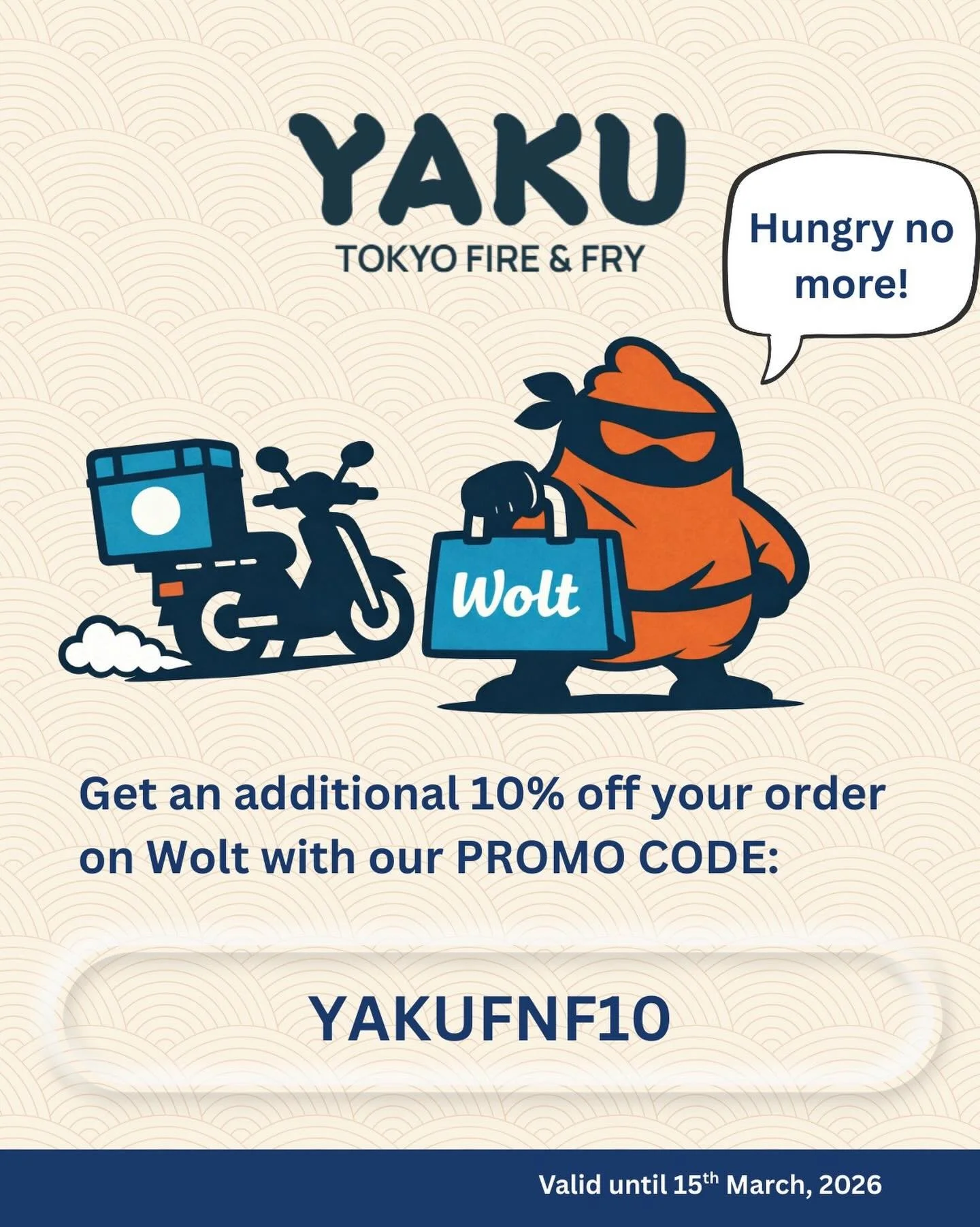 The ninja has arrived.
Hunger has been defeated.

Order YAKU on Wolt and enjoy 10% off your mission.

Use code: YAKUFNF10

Fire. Fry. Delivered. 🔥🍗