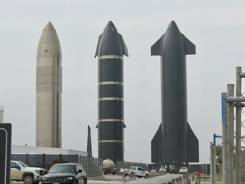 Tre razzi Starship di Spacex a Boca Chica in Texas 